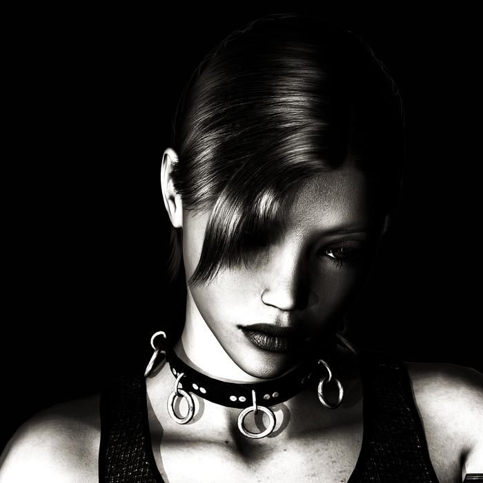 Black And White Portrait of Girl rendering