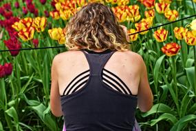 Woman Body red yelow flowers