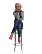 clipart of woman sitting bar