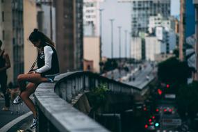 Girl Woman on railing