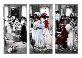 collage of women in vintage dresses as an illustration