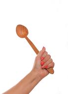 wooden spoon in the girl's hand