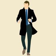 clipart of fashion coat elegant man walking