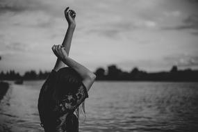 water Woman Happy black and white