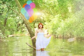 Woman Beauty Balloons colors river