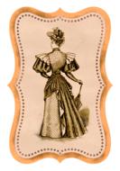 Beautiful, vintage drawing of the Victorian lady from back view with the frame