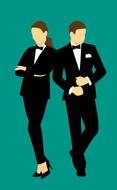 graphic business man and woman in suits