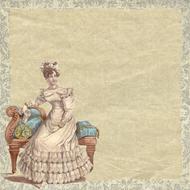 background template vintage woman drawing