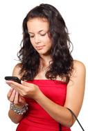 beautiful girl with a phone in her hands
