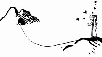 drawing of couple heart love man mountain