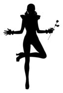 black silhouette of a slim girl with a rose