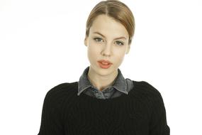 Young casual Woman portrait at white background