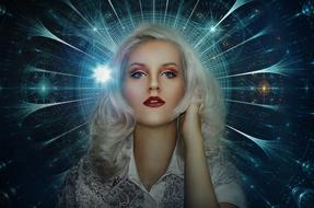 beautiful blonde on a starry background