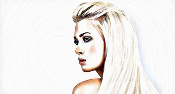 watercolor, blonde profile