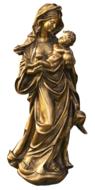 Beautiful, golden statue of Madonna at white background