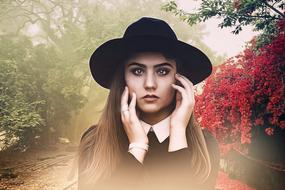 portrait of woman female model in garden