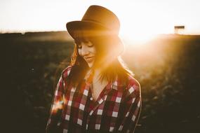 happy young casual girl in countryside