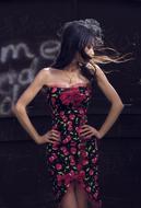slim asian girl with winding hair