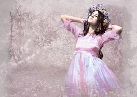 Woman Beautiful Fashion pink forest