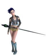 girl with a spear as a 3d illustration