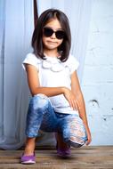 Girl Model Lovely blue wall