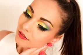 young model with colorful eye makeup