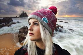 woman young beauty model cap