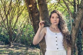 Woman Thinking forest