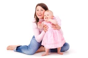 mom with little daughter during a photo shoot