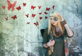 Hippie girl and Butterflys