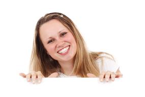 Smiling Woman Advertising Banner