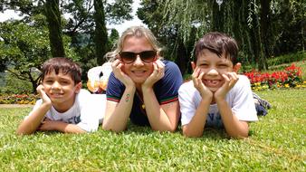 Family Woman Children at garden