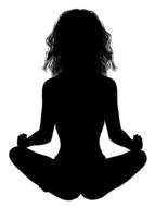 silhouette of long hair woman sitting back