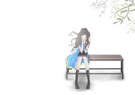 comic painting of girl on bench