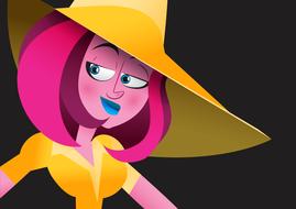 woman hat clothes yellow character