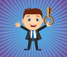 businessman with golden key as illustration