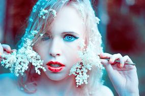 Emotional Girl With Flowers Photoshoot