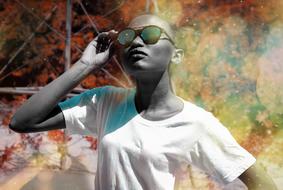 girl in sunglasses in abstract design