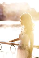 Woman Sunset Sunlight
