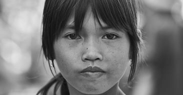 Portrait Black And White of Human girl face