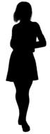 black silhouette of a young woman on a white background