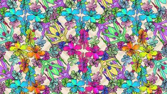 flowers print rainbow acid floral