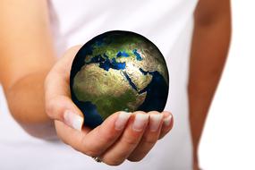 clipart of earth globe on woman hand