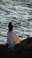 Woman at Sunset Sea