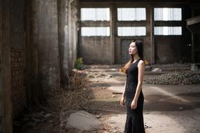 photography of Woman in old building