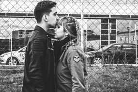 young people in love in black and white background