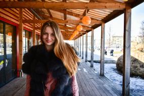 Girl Posing in fur coat