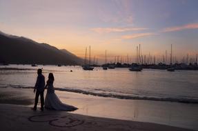 Romantic Wedding Couple at The Beach