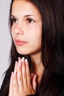 portrait of Girl Praying Hands