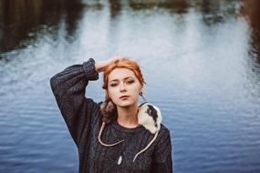 Beautiful Girl on Lake shore